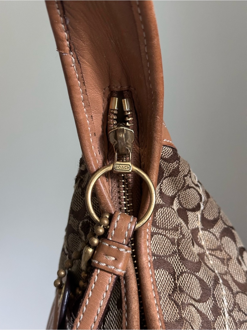 Coach Signature Shoulder Purse CC Logo Sufflette 10776 Light Brown Vintage - Picture 9 of 14